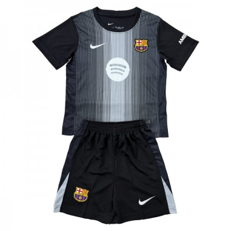 FC Barcelona Maalivahti Lasten Paita Musta 2025-26 Lyhythihainen (+ shortsit)