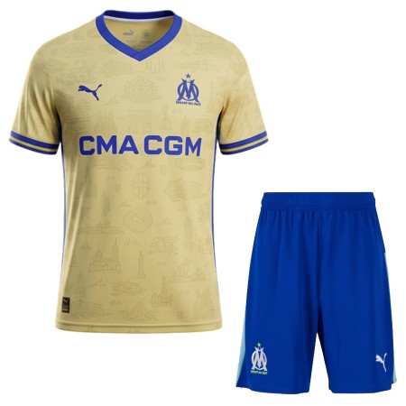 Olympique de Marseille Lasten Neljäspelipaita 2025-26 Lyhythihainen (+ shortsit)