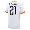Alankomaat Frenkie de Jong 21 Lasten Vieraspelipaita Mm-Kisat 2026 Lyhythihainen (+ shortsit)
